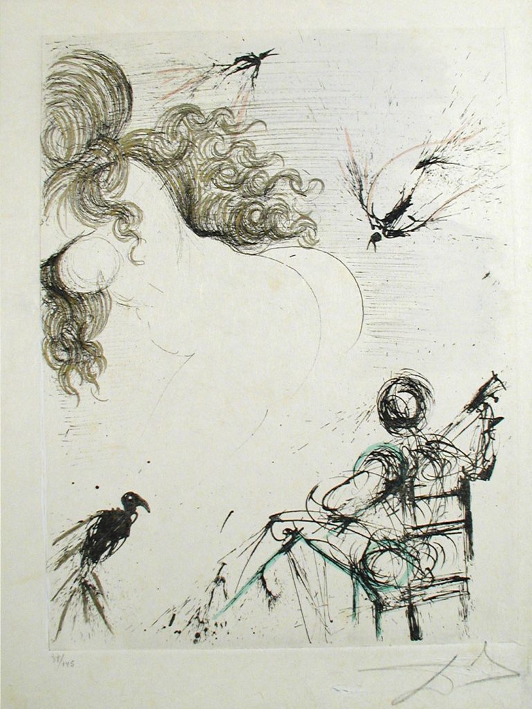 A drawing of a person playing the guitar