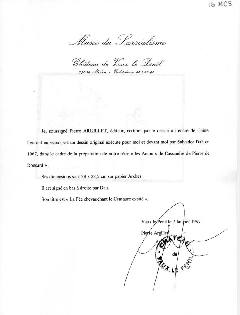 A letter from the president of france to his wife.