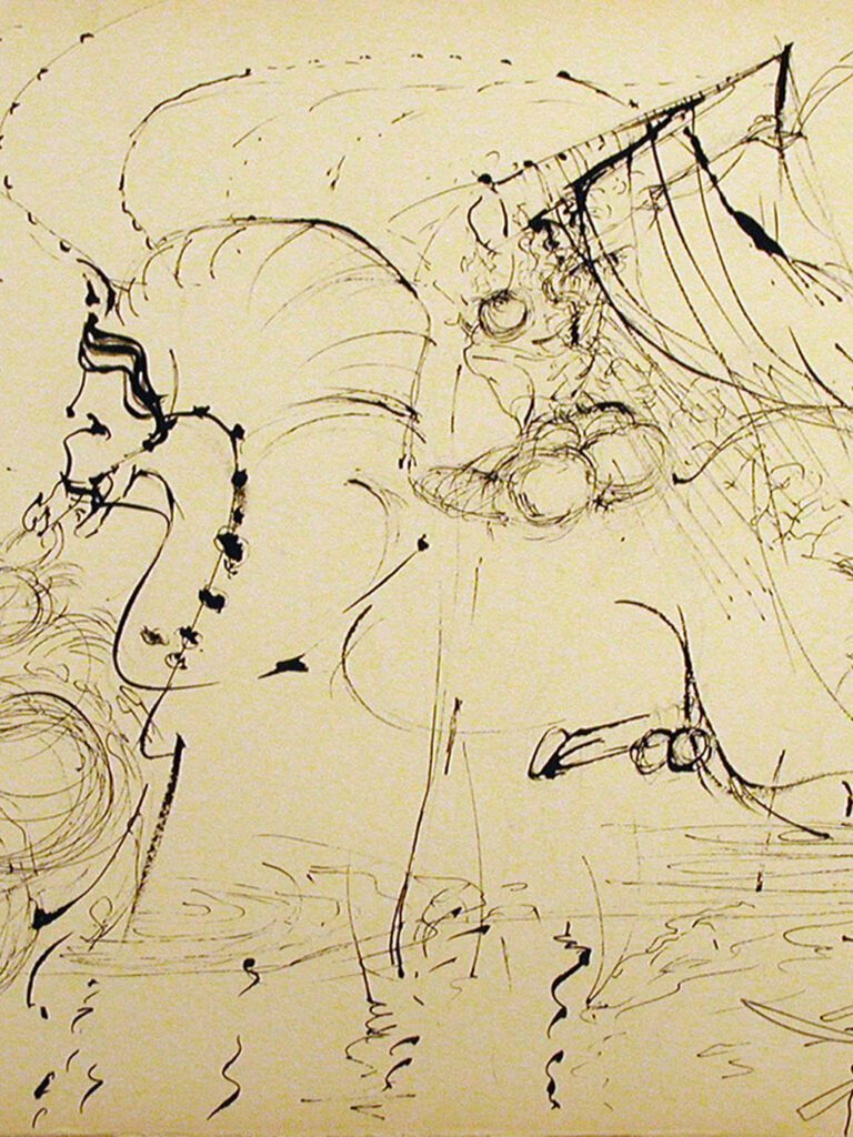 Fairy Riding Centaur Artwork With a Pen Sketch