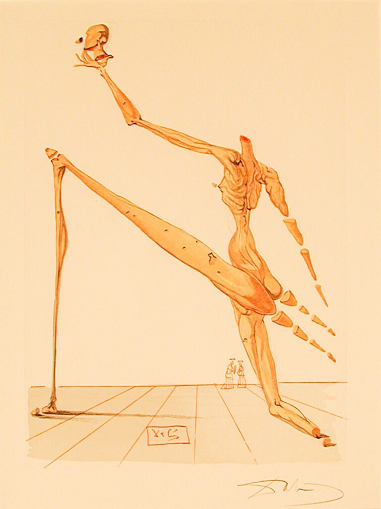 A drawing of a person doing gymnastics