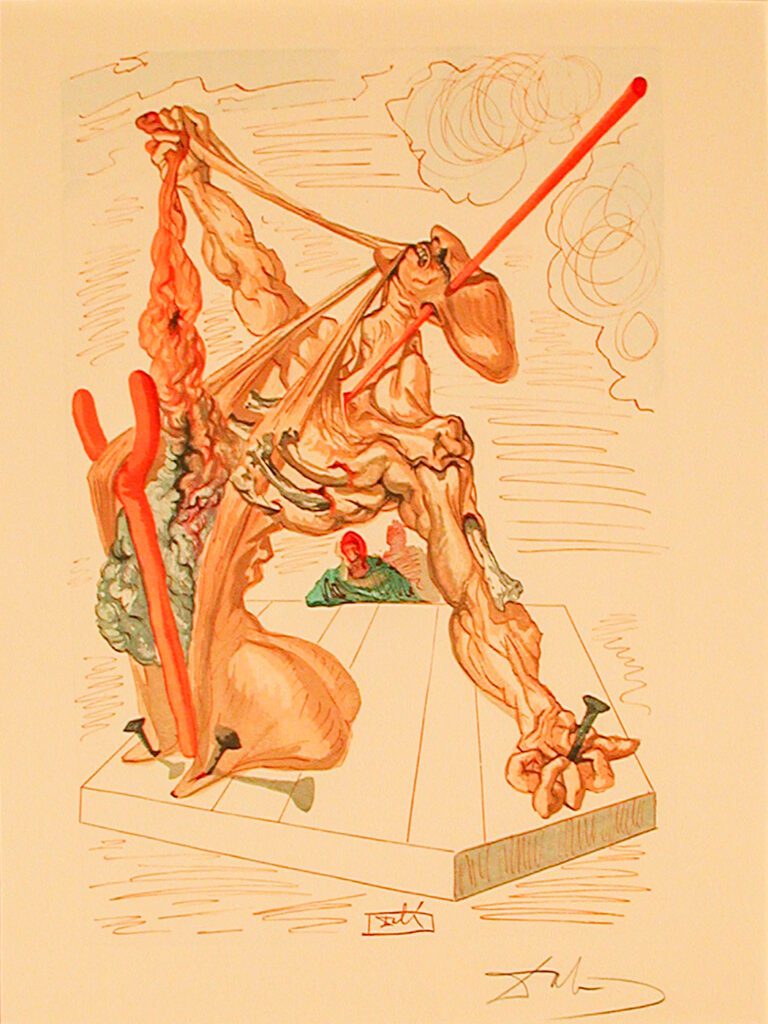 A drawing of a skeleton with skis on it.