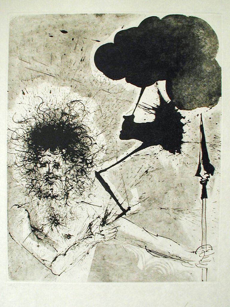 A black and white image of an abstract painting.