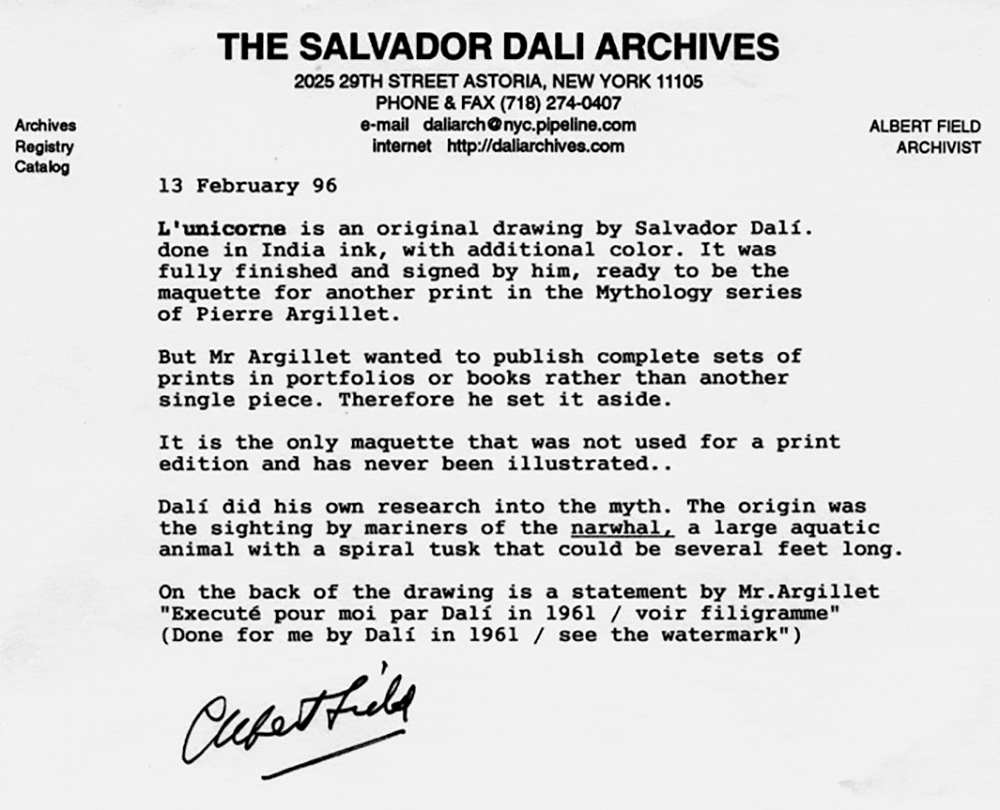 A letter from the salvador dali archives