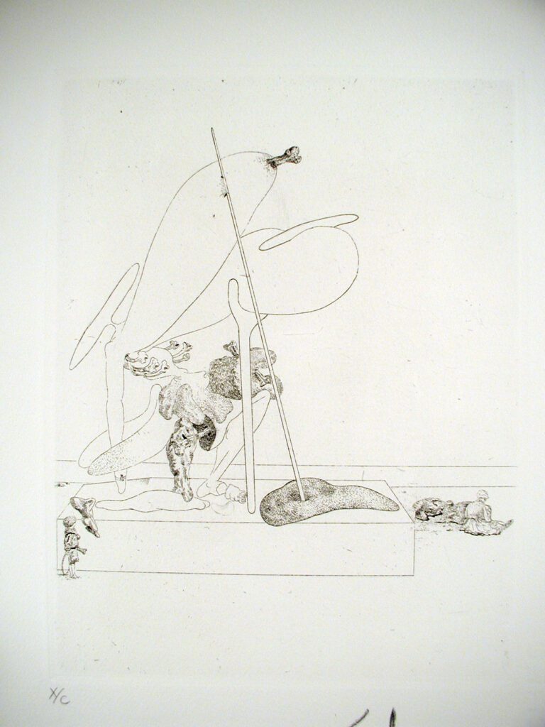 A drawing of a person on a boat