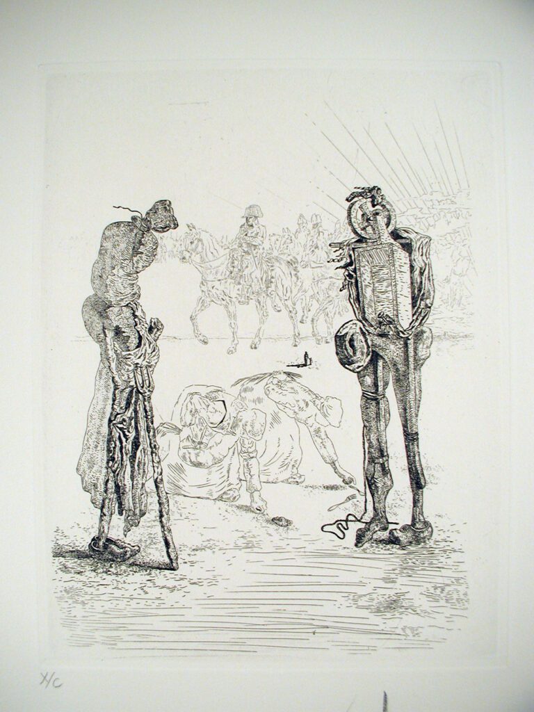 A drawing of two men standing next to each other.