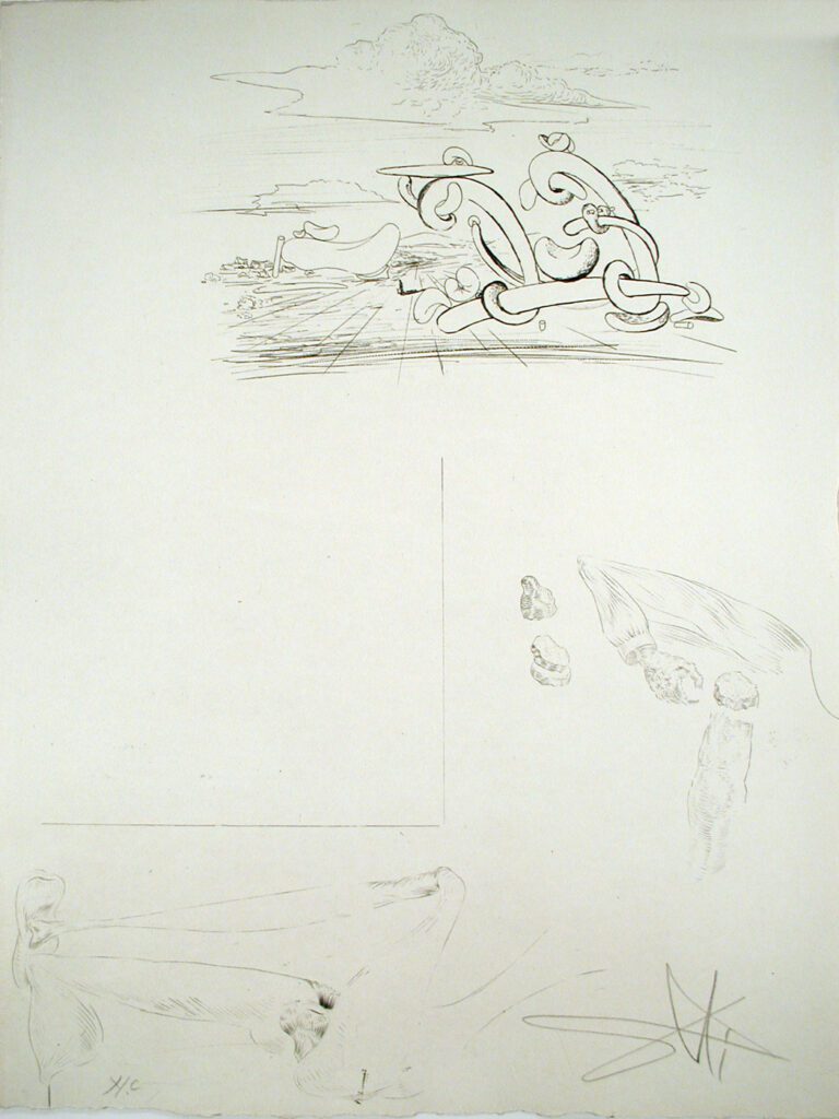 A drawing of two animals and a bird.