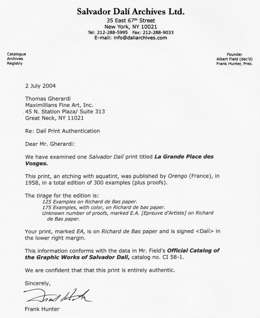 A letter is shown with the name of the company.