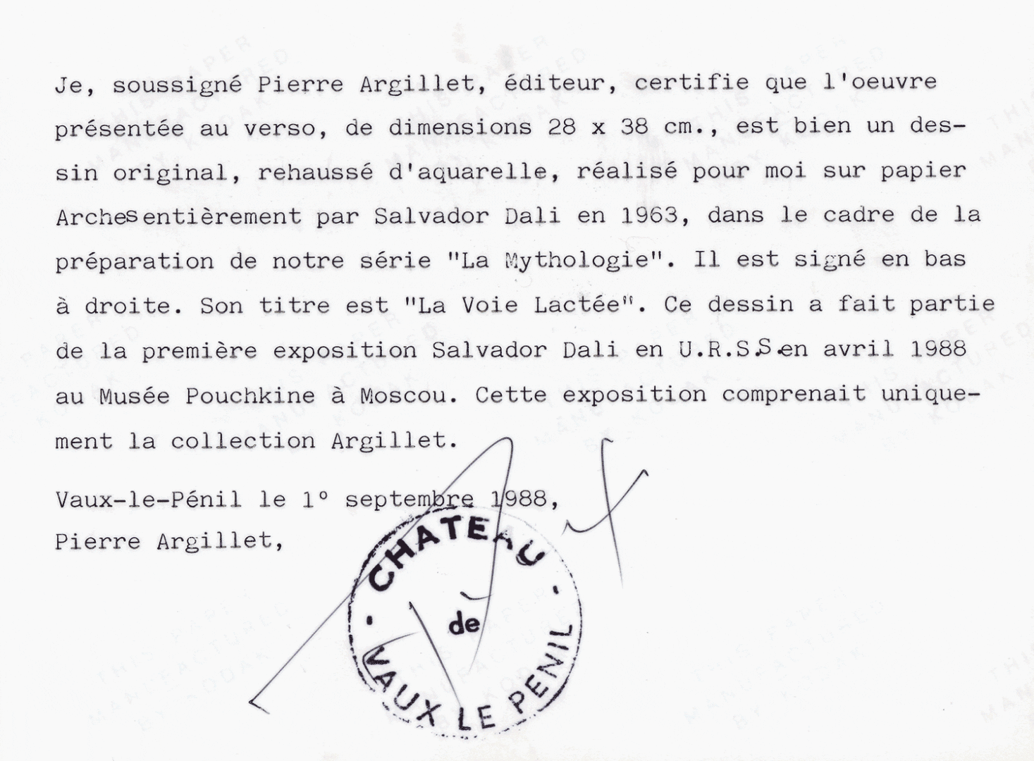 A letter from the french government to pierre arglet