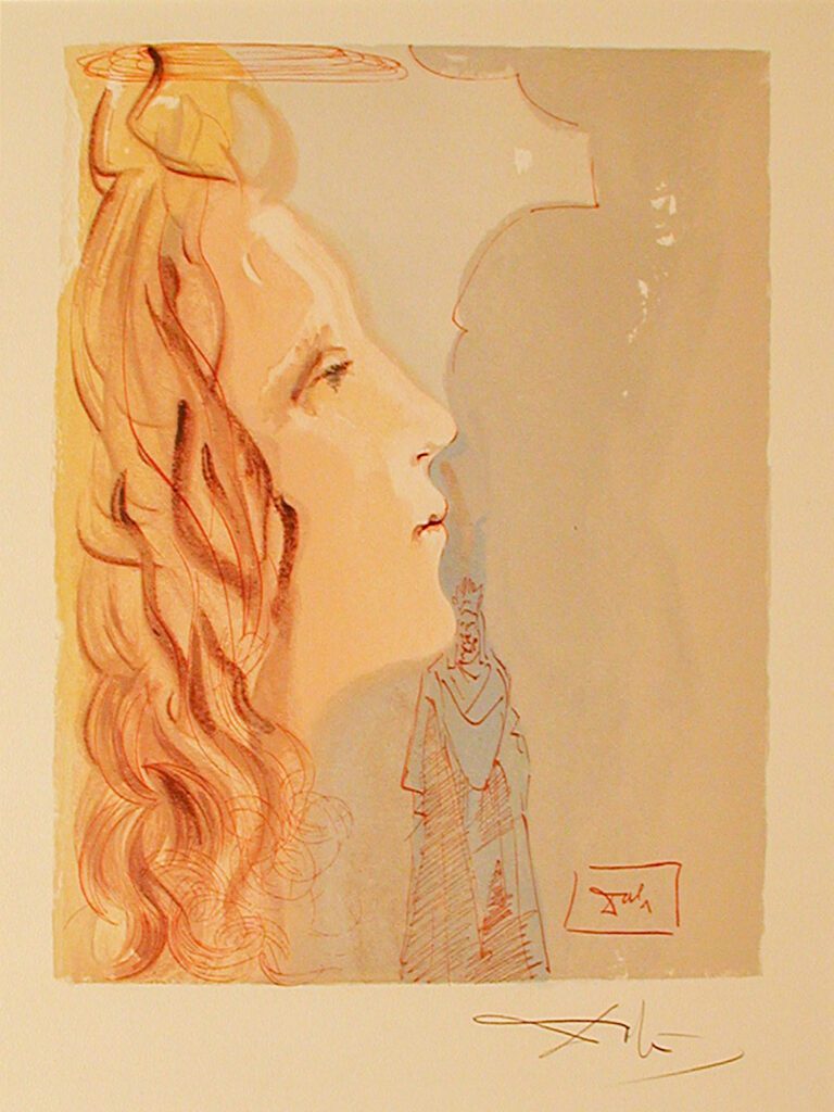 A painting of a woman with long hair