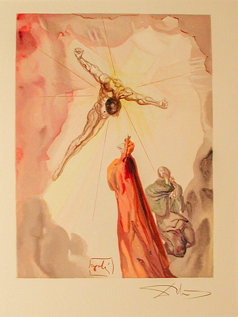 A painting of jesus christ hanging on the cross.