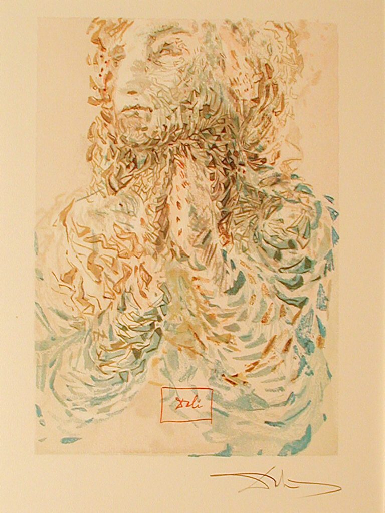 A painting of a man with long hair and beard.