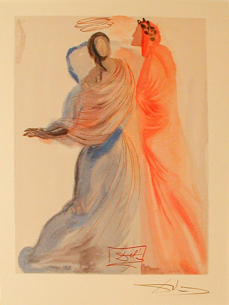 A painting of two people standing next to each other.