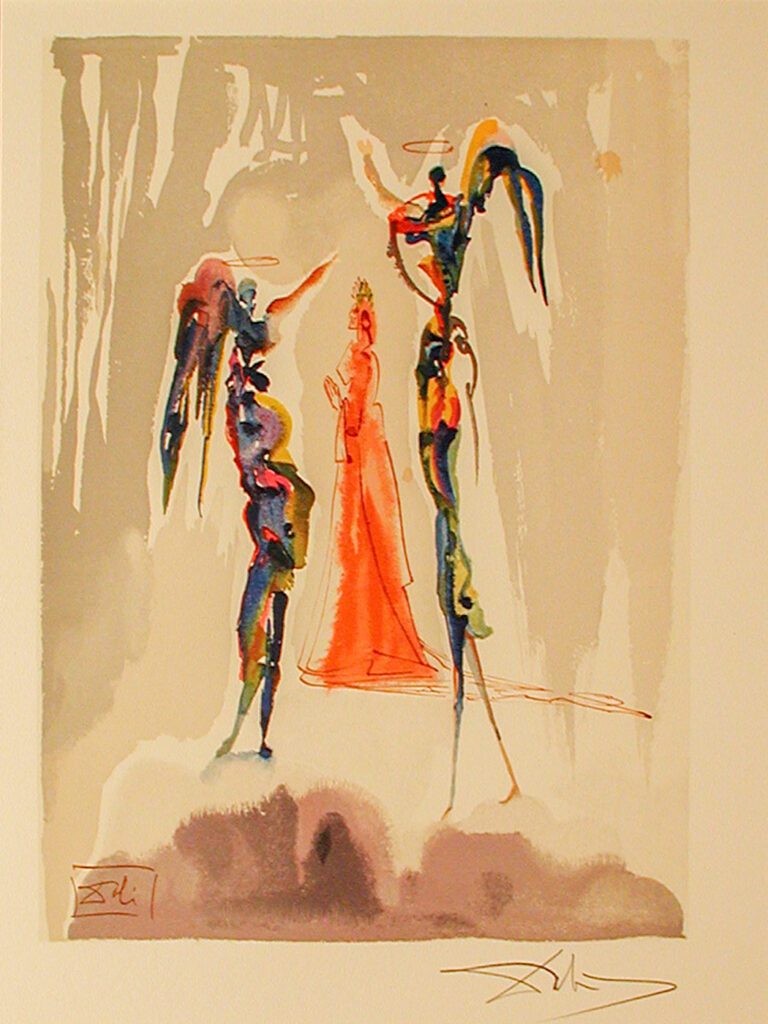 A painting of two people standing next to each other.