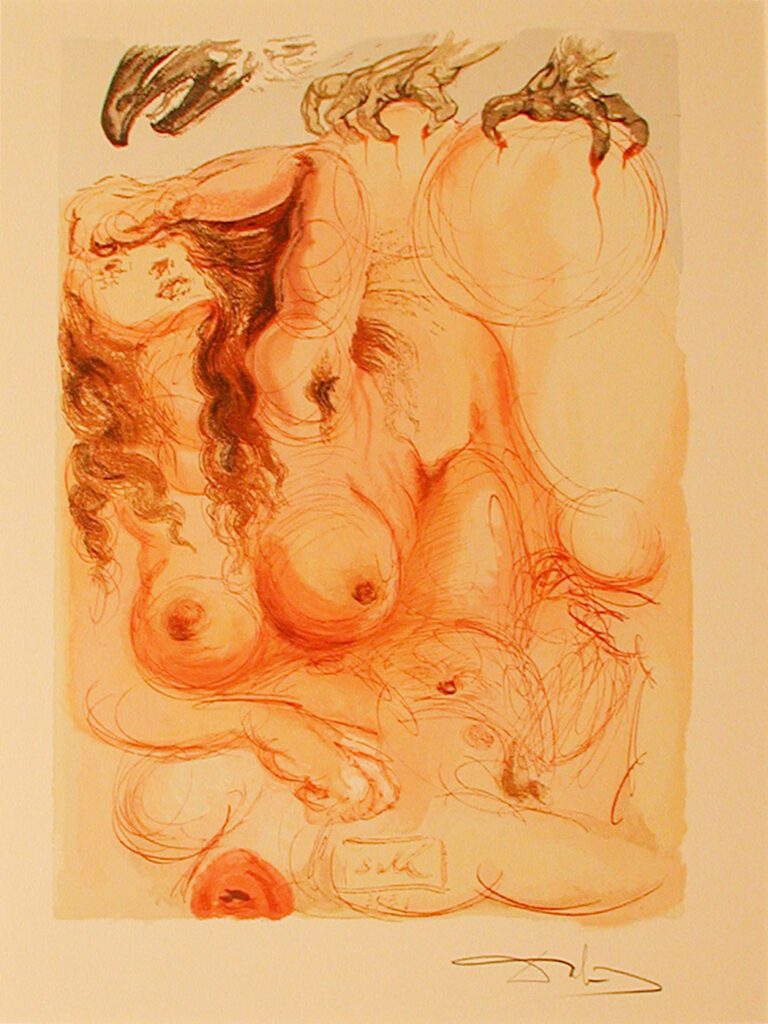 A painting of a woman with big breasts