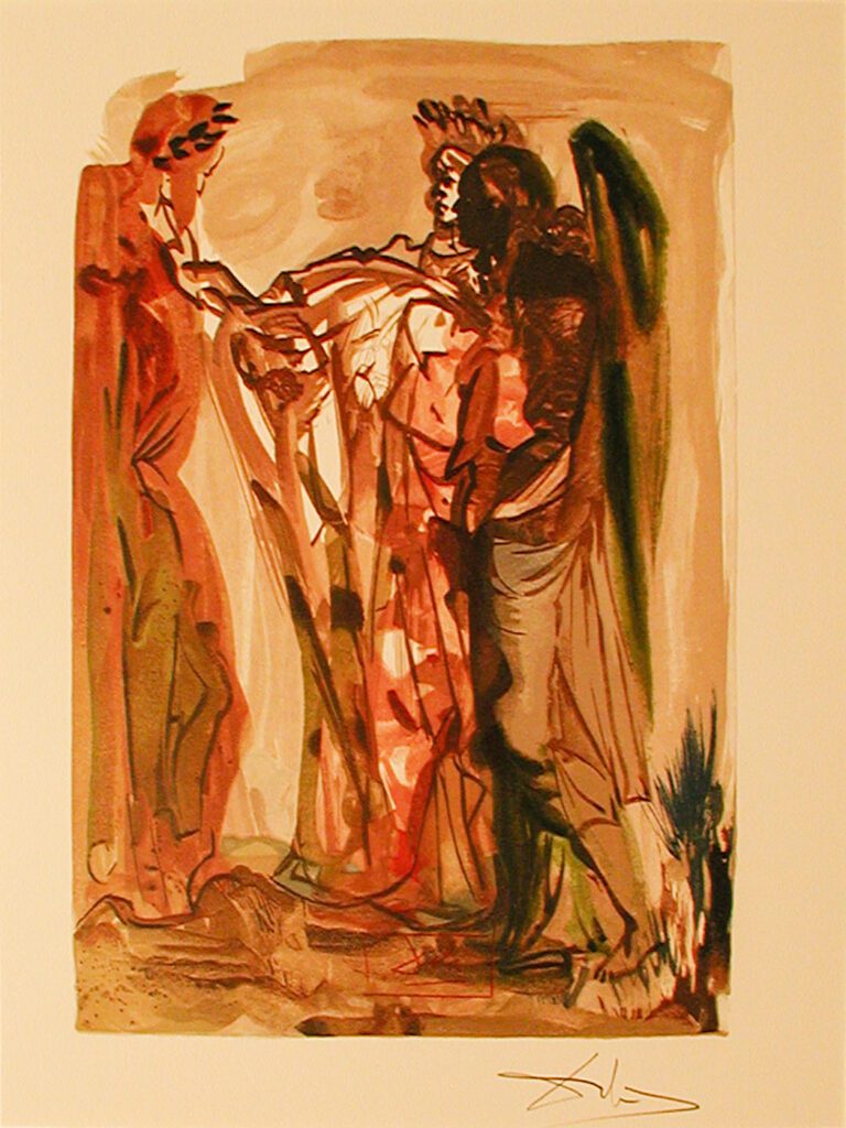 A painting of two people standing next to each other.