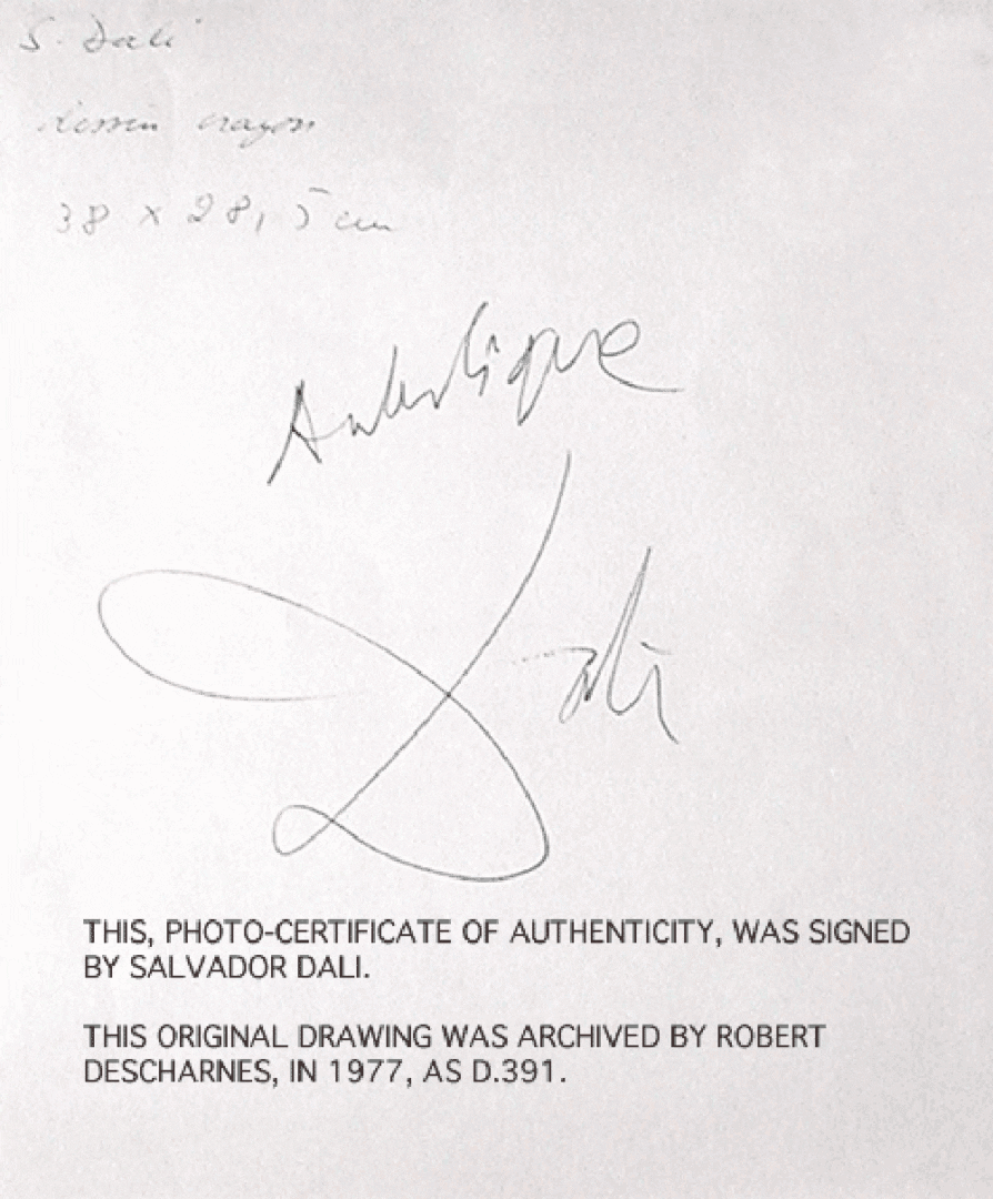 A picture of an autograph from salvador dali.