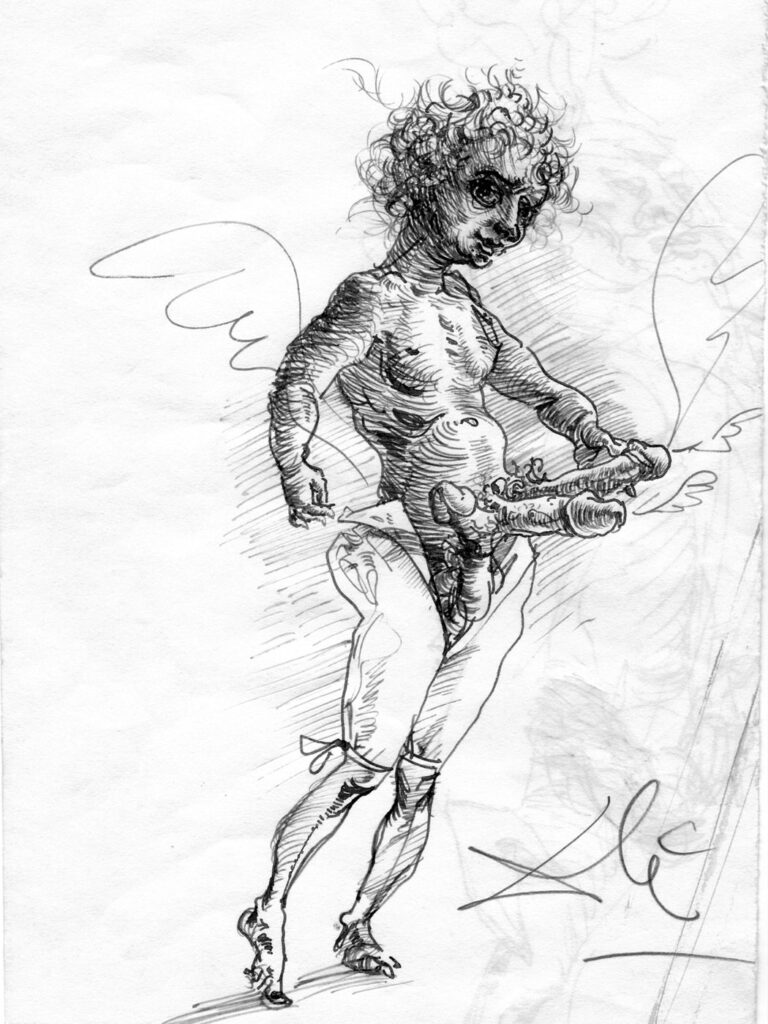 Vision of Cupid Sketch With a Pencil