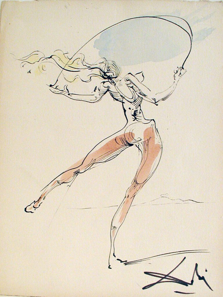 A Woman Jumping With a Rope Sketch WIth Color