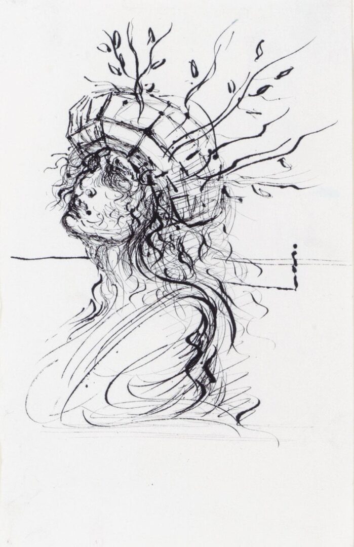 A Woman Figure Sketch With a Crown on the Head